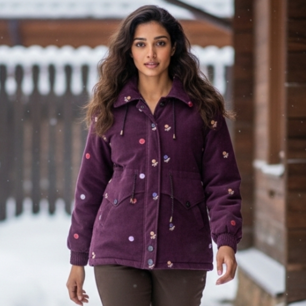 Marie Y Women's Burgandy Embroidered Jacket Size Xl